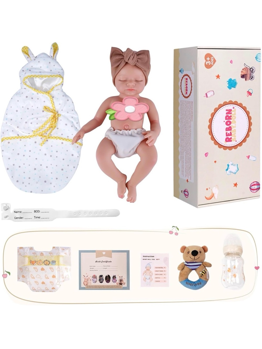 BABESIDE 16 Inch Silicone Baby Doll Weighted 4LB, Lifelike Newborn Dolls